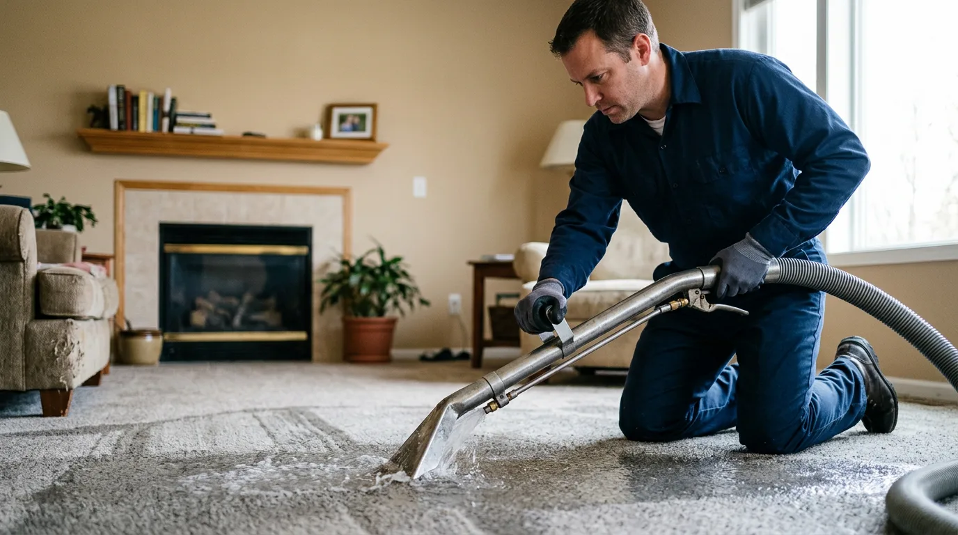 Water damage restoration technician working near Overland Park, KS